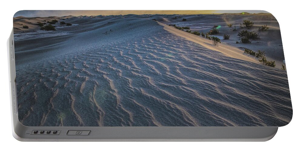 Death Valley National Park Portable Battery Charger featuring the photograph Mesquite Dunes Death Valley Sunrise by Patricia Dennis