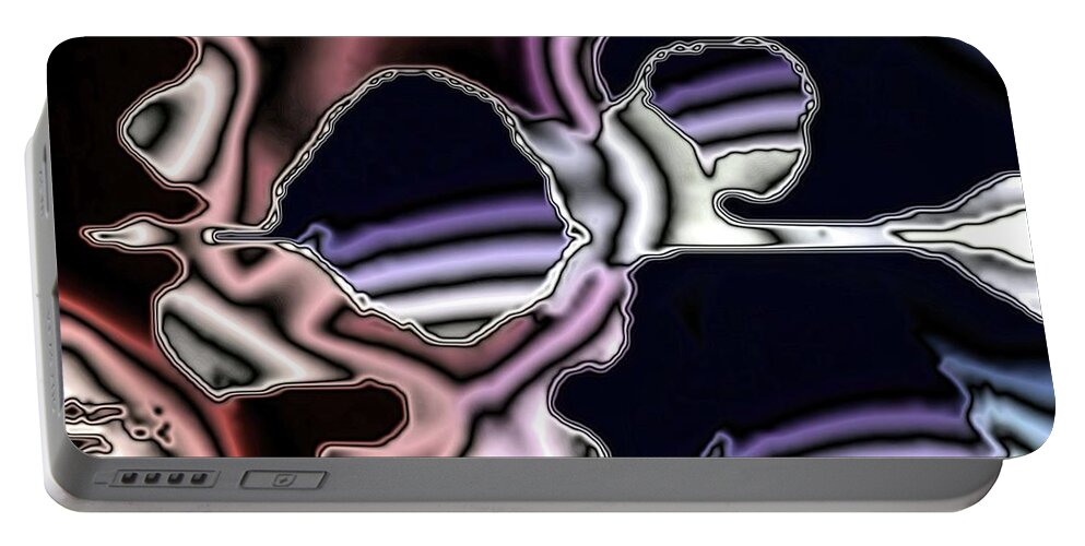 Abstract Portable Battery Charger featuring the digital art Metallic 40 by Ronald Bissett