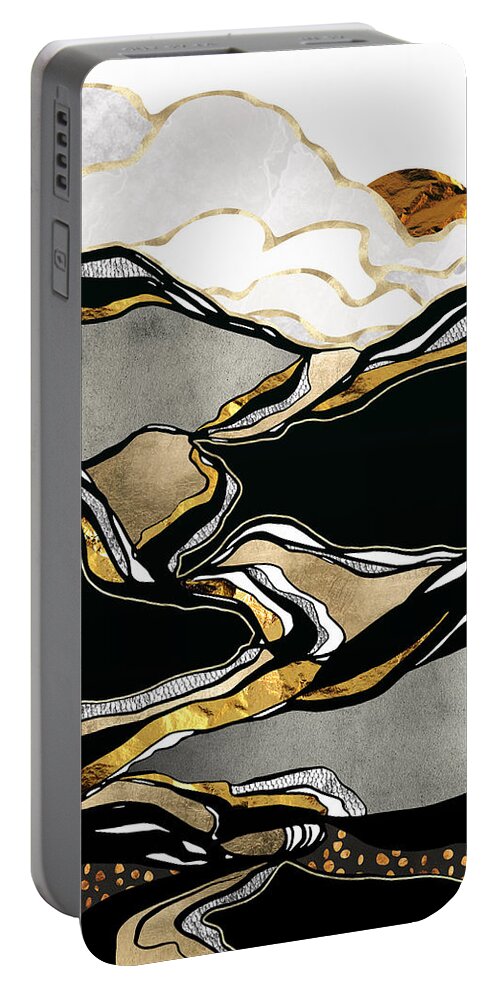 Metallic Portable Battery Charger featuring the digital art Metallic Vista by Spacefrog Designs