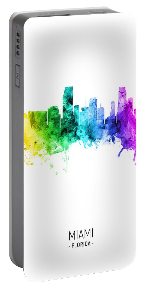 Miami Portable Battery Charger featuring the digital art Miami Florida Skyline #40 by Michael Tompsett