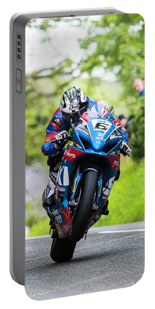 Barregarrow Portable Battery Charger featuring the photograph Michael Dunlop TT 2017 by Tony Goldsmith