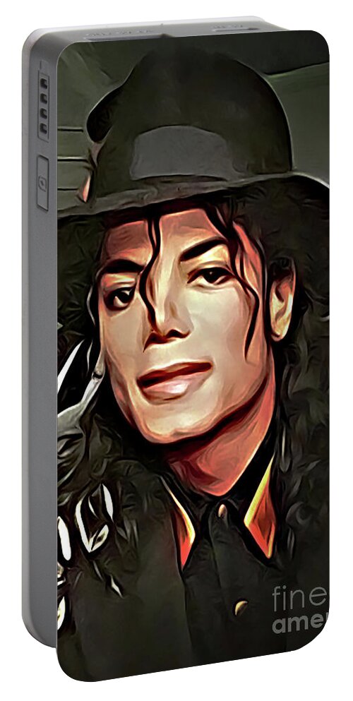 Man Portable Battery Charger featuring the pyrography Michael Joseph Jackson by Gary Keesler