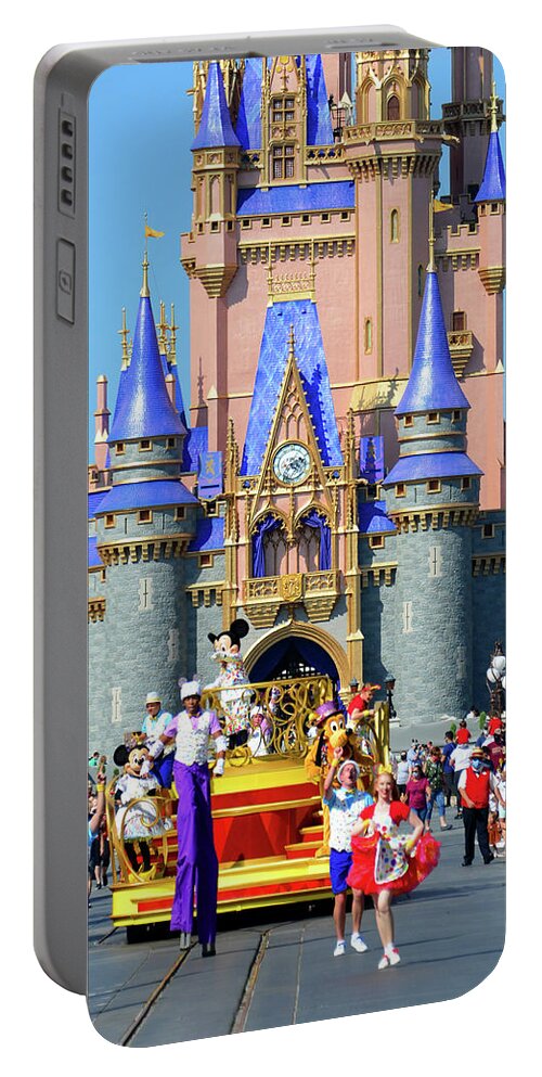 Magic Kingdom Portable Battery Charger featuring the photograph Mickey and friends cavalcade 2021 by David Lee Thompson