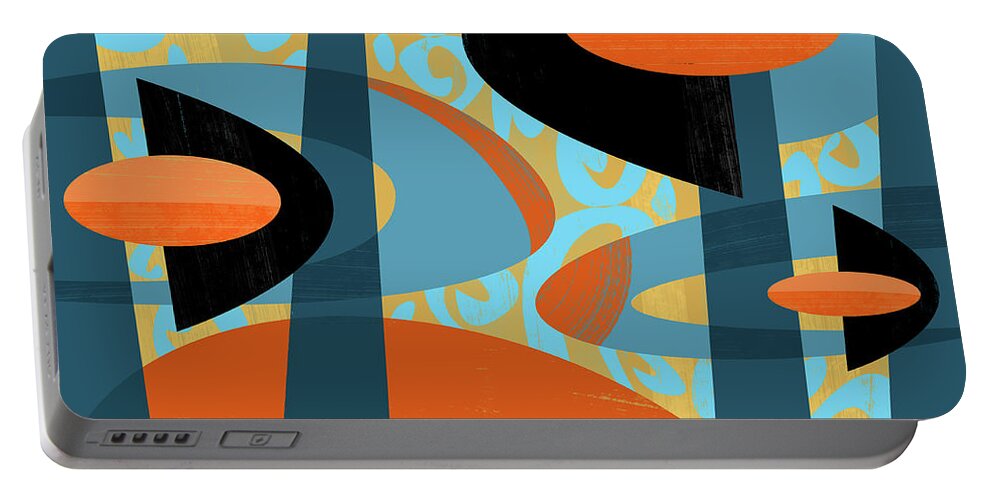 Abstract Portable Battery Charger featuring the digital art Micro Movement by Alan Bodner