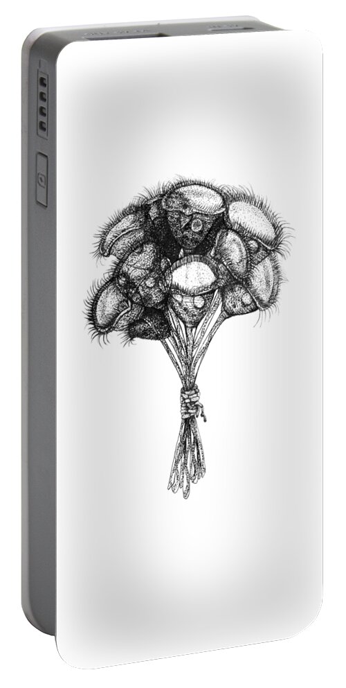 Protozoa Portable Battery Charger featuring the drawing Microscopic Bouquet by Kate Solbakk