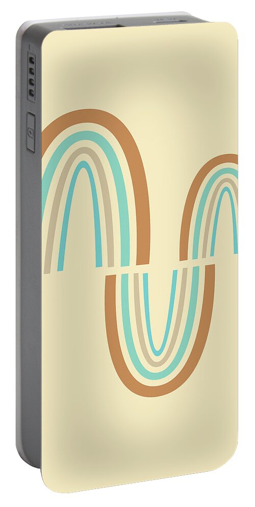 Minimal Portable Battery Charger featuring the mixed media Mid Century Modern Art - Minimal Geometric Abstract 07 - Parabolic Arches - Wheat - Scandinavian by Studio Grafiikka
