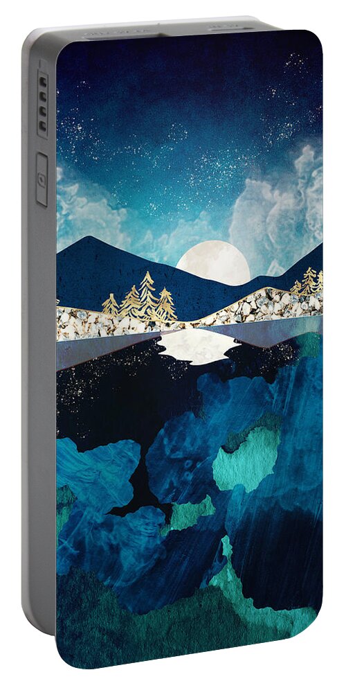 Digital Portable Battery Charger featuring the digital art Midnight Water by Spacefrog Designs