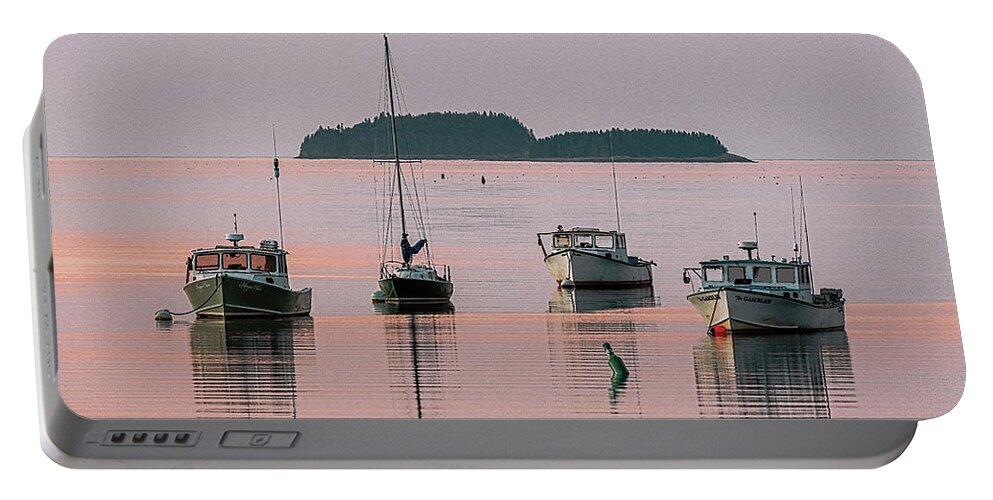 Milbridge Boats At First Light Portable Battery Charger featuring the photograph Milbridge Boats At First Light by Marty Saccone