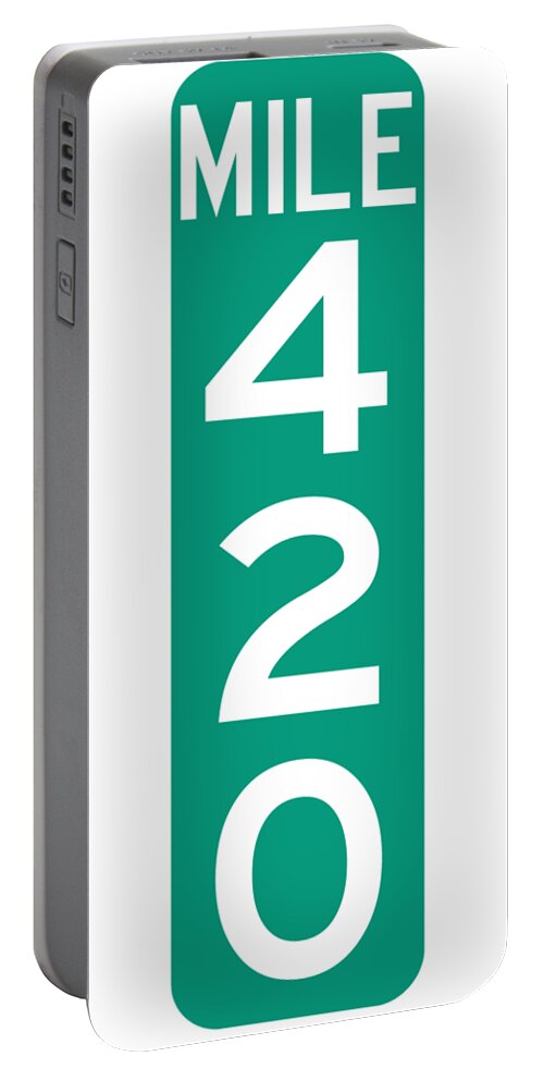 Mile Markers Portable Battery Charger featuring the digital art Mile 420 by Angie Tirado