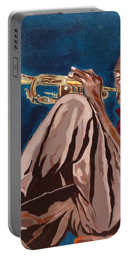  Portable Battery Charger featuring the painting Miles Davis-Backstage by Bill Manson