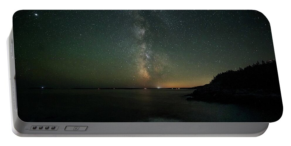 Acadia Portable Battery Charger featuring the photograph Milky Way over Acadia by GeeLeesa
