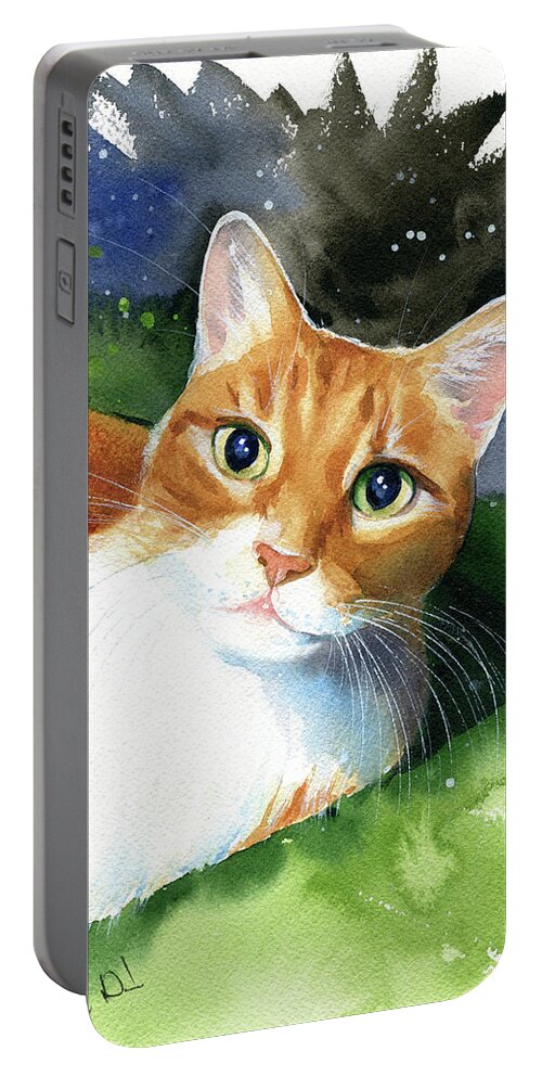 Cats Portable Battery Charger featuring the painting Milo Ginger Cat Painting by Dora Hathazi Mendes