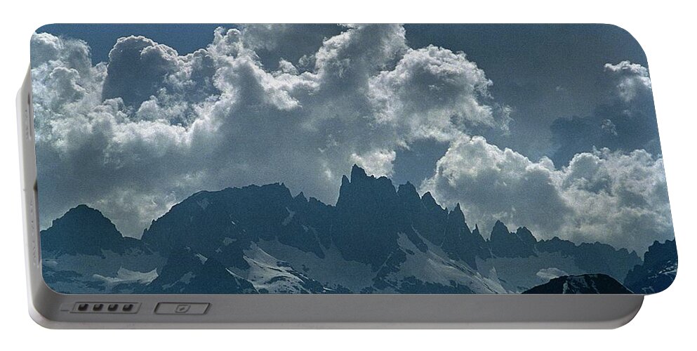 Minarets Portable Battery Charger featuring the photograph Minarets and Clouds, Ansel Adams Wilderness, Iconic Vista, Mammoth Lakes, California by Bonnie Colgan
