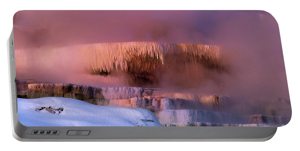 Dave Welling Portable Battery Charger featuring the photograph Minerva Springs Yellowstone National Park Wyoming by Dave Welling