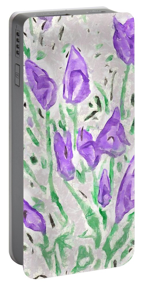 Tulips Portable Battery Charger featuring the mixed media Minimalist Tulips by Christopher Reed