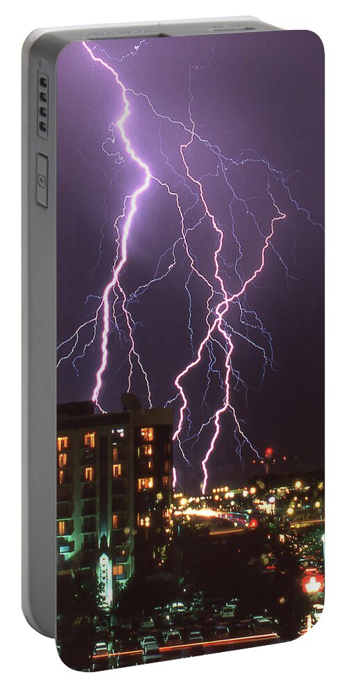 Streak Lightning Portable Battery Charger featuring the photograph Minnesota Electrical Storm 2 by Mike McGlothlen