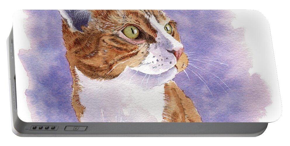 Cat Portable Battery Charger featuring the painting Mischief Maker by Louise Howarth