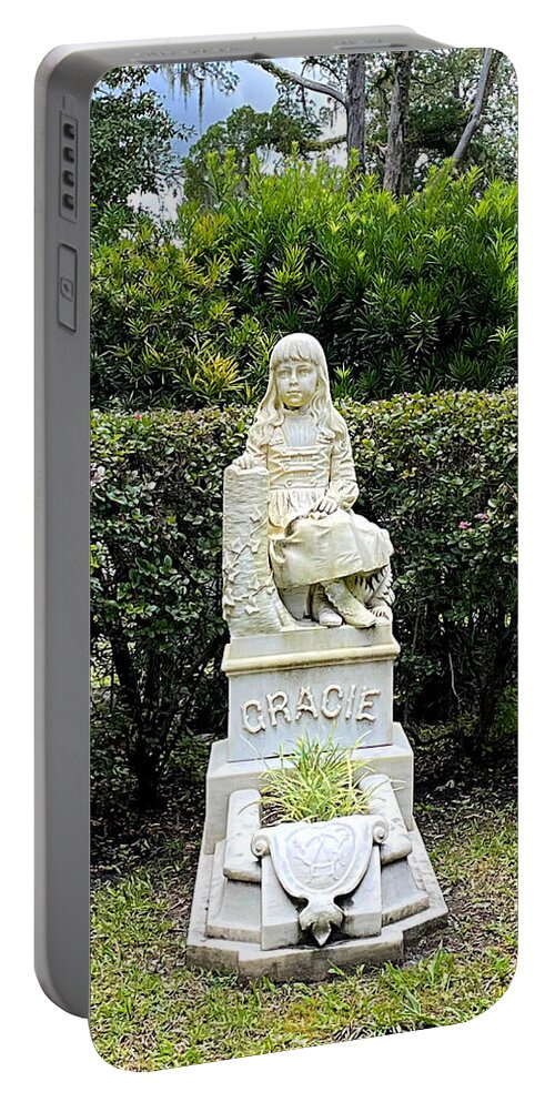 Grave Portable Battery Charger featuring the photograph Miss Gracie by Lee Darnell