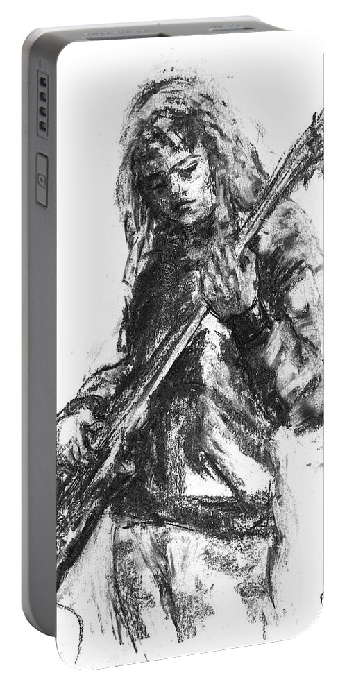 Bass Portable Battery Charger featuring the drawing Miss Ibanez 1 by Barbara Pommerenke