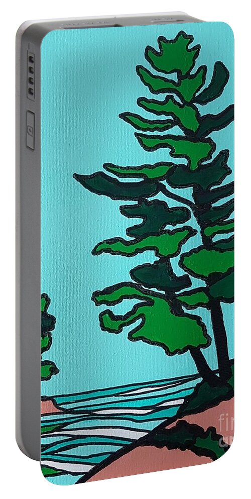 Landscape Portable Battery Charger featuring the painting Missing You by Petra Burgmann