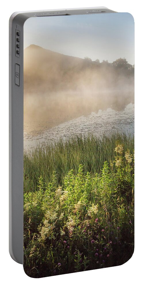 Mist Portable Battery Charger featuring the photograph Mist rising - Cawfield Quarry, Hadrians Wall by Anita Nicholson