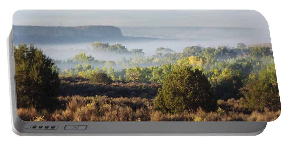 Fog Portable Battery Charger featuring the photograph Mists of Time - Thunder Visions Ranch- New Mexico by Doug Miller