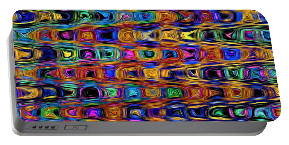 Abstract Portable Battery Charger featuring the digital art Mod Psychedelic Pattern - Abstract by Ronald Mills