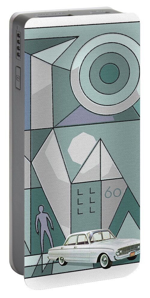 Model Years Portable Battery Charger featuring the digital art Model Years / 60 by David Squibb