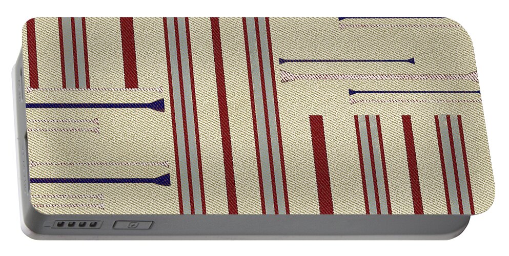 Stripe Portable Battery Charger featuring the digital art Modern African Ticking Stripe by Sand And Chi