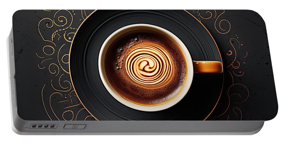 Modern Coffee Art Portable Battery Charger featuring the painting Modern Coffee Still Life - Modern Coffee Decor by Lourry Legarde
