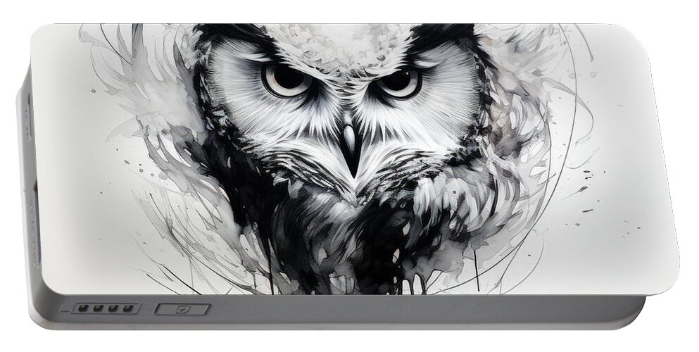 Owl Modern Art Portable Battery Charger featuring the painting Modern Wildlife Art by Lourry Legarde