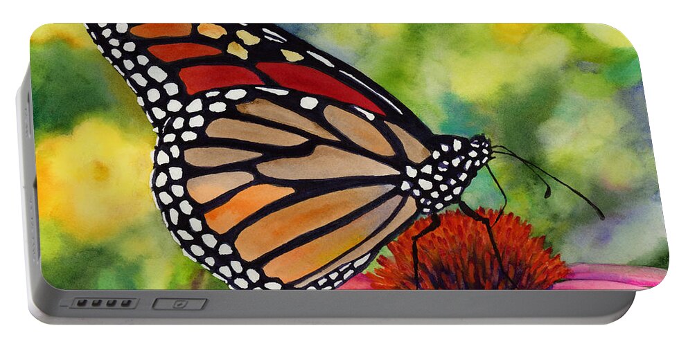 Butterfly Portable Battery Charger featuring the painting Monarch Butterfly by Hailey E Herrera