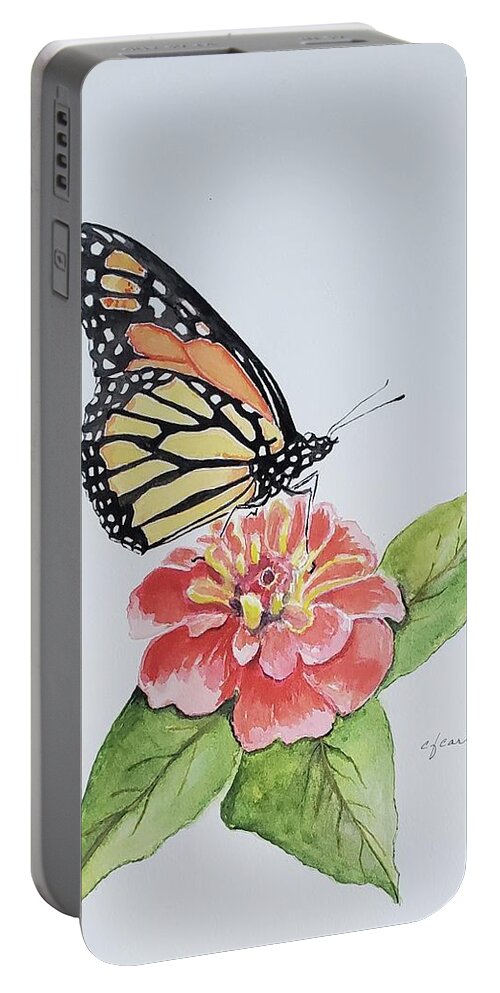 Monarch Portable Battery Charger featuring the painting Monarch Delight by Claudette Carlton