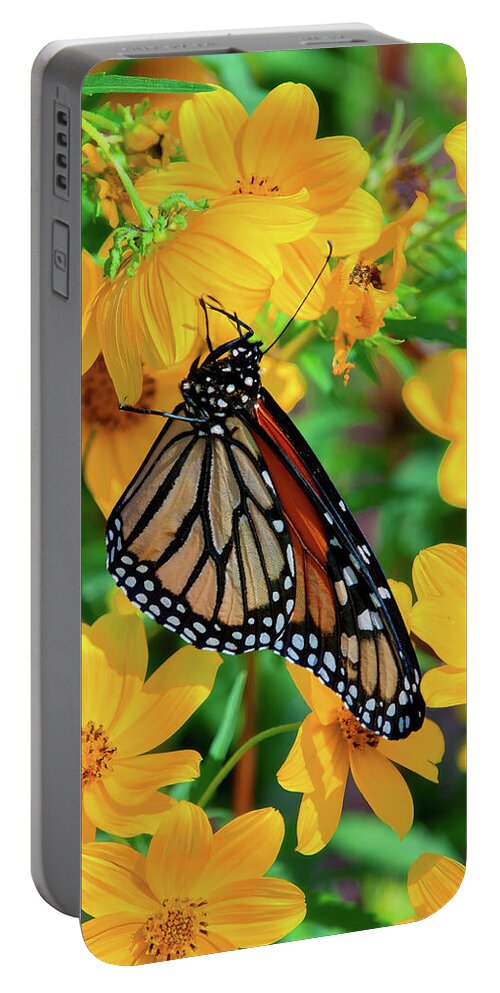 Nature Portable Battery Charger featuring the photograph Monarch on Tickseed Sunflower DIN0353 by Gerry Gantt