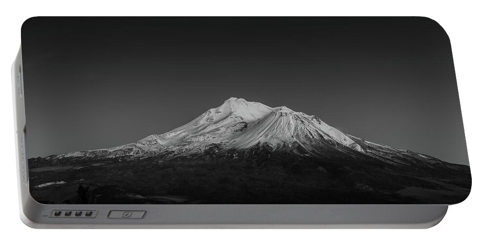 Mountain Portable Battery Charger featuring the photograph Monochrome Mount Shasta by Ryan Workman Photography