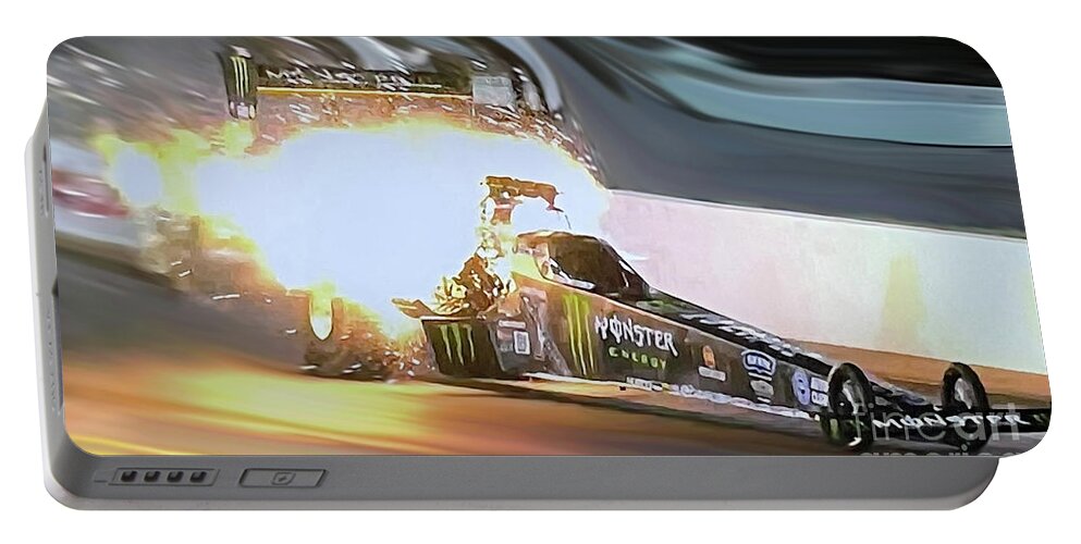 Top Fuel Portable Battery Charger featuring the photograph Monster Fire by Billy Knight