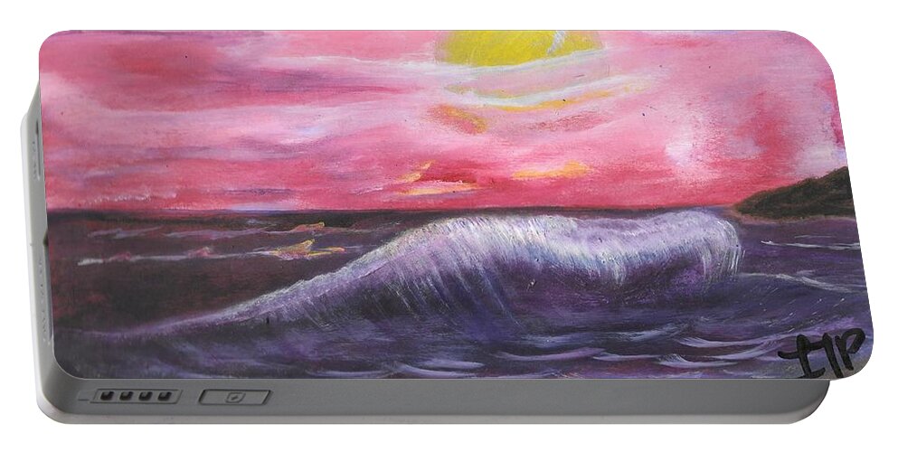 Wave Portable Battery Charger featuring the painting Monster Wave by Esoteric Gardens KN