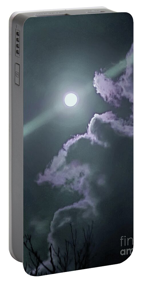 Moon Portable Battery Charger featuring the digital art Moon Abstract Mauve by Tracey Lee Cassin