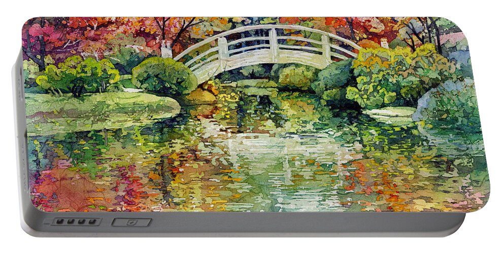 Moon Bridge Portable Battery Charger featuring the painting Moon Bridge by Hailey E Herrera