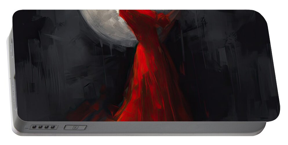 Lady In Red Portable Battery Charger featuring the digital art Moon Goddess Art by Lourry Legarde