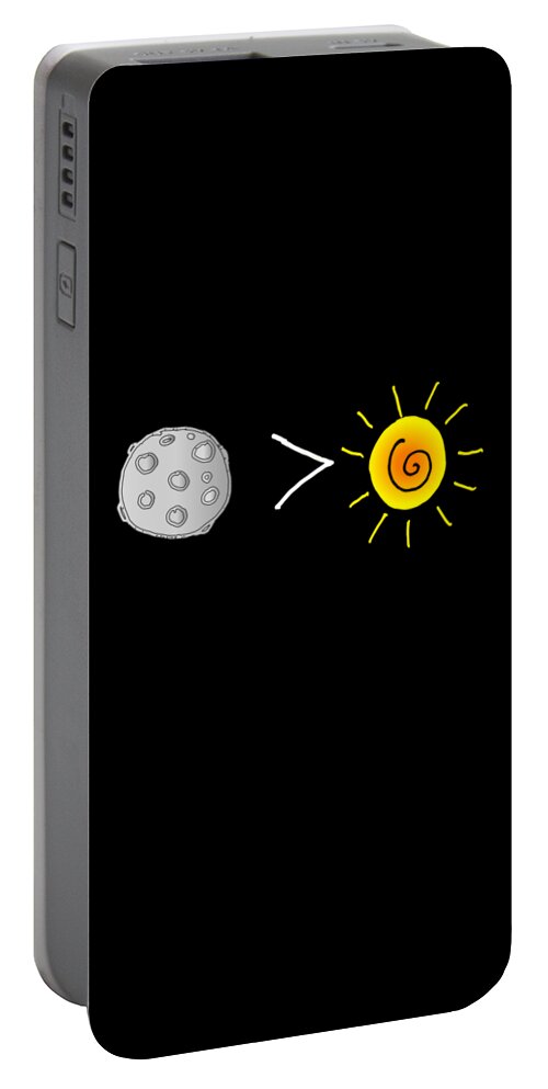 Funny Portable Battery Charger featuring the digital art Moon Is Greater Than The Sun Total Solar Eclipse by Flippin Sweet Gear