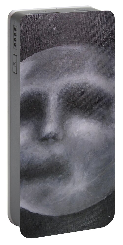 Moon Portable Battery Charger featuring the painting Moon Man by Jen Shearer