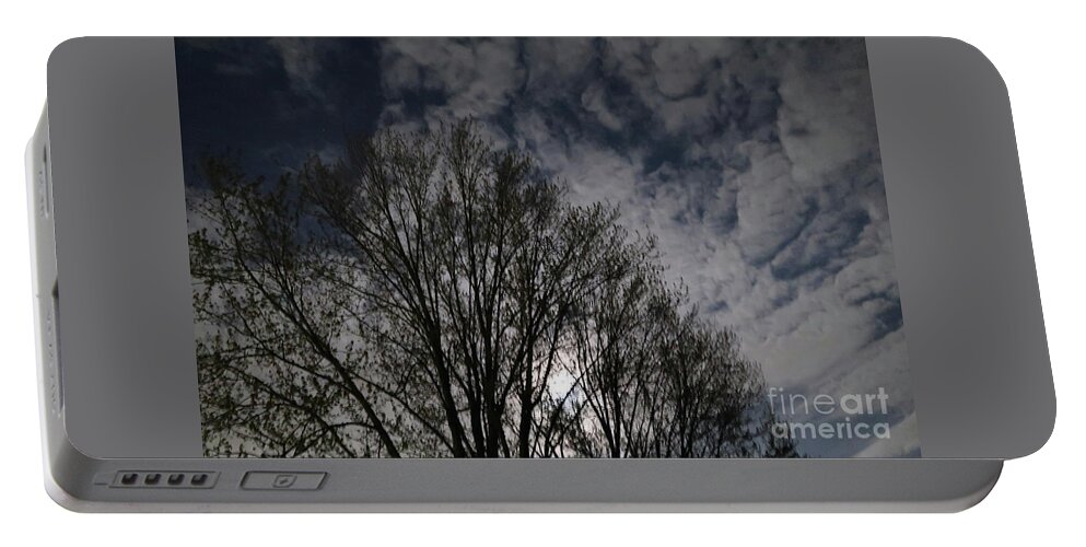 Treetops Portable Battery Charger featuring the photograph Moon Arising by Ann Horn