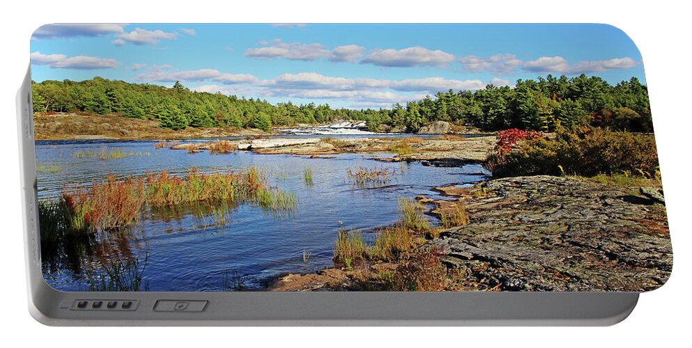 Waterfalls Portable Battery Charger featuring the photograph Moon River At The Falls IV by Debbie Oppermann