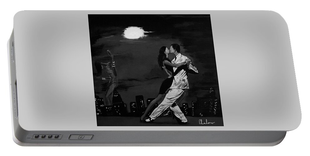  Portable Battery Charger featuring the painting Moonlight Dark Dancing by Charles Young