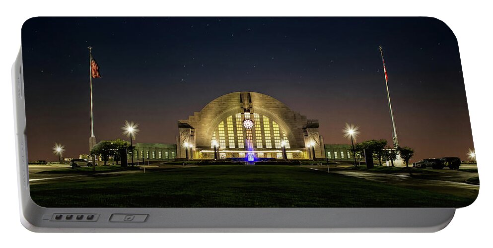 City Portable Battery Charger featuring the photograph Moonlight Over Union Terminal by Ed Taylor