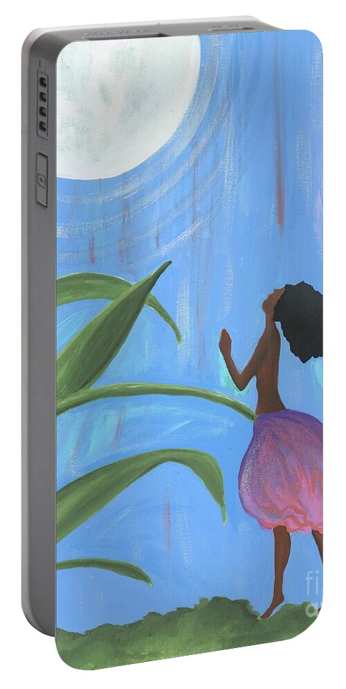  Portable Battery Charger featuring the painting Moonlight Path by Francis Brown