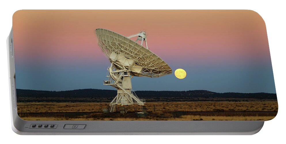Fine Art Portable Battery Charger featuring the photograph Moonrise Over The VLA #1 by Robert Harris