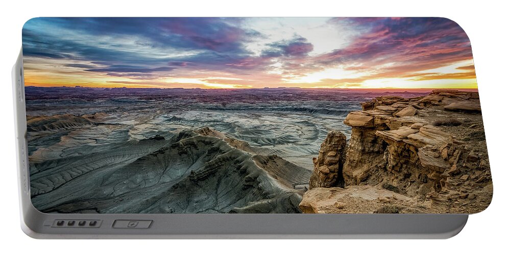 Utah Portable Battery Charger featuring the photograph Moonscape overlook 5 by Mati Krimerman