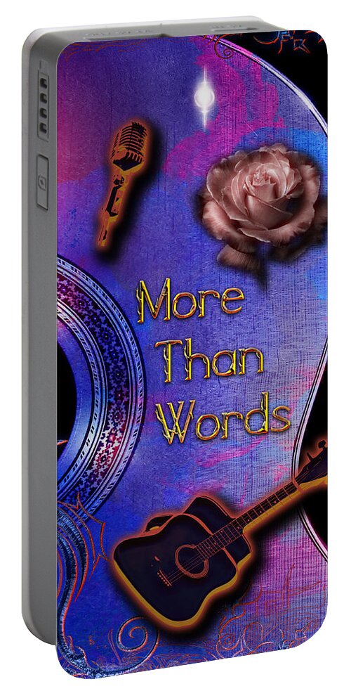 Guitar Portable Battery Charger featuring the digital art More Than Words by Michael Damiani